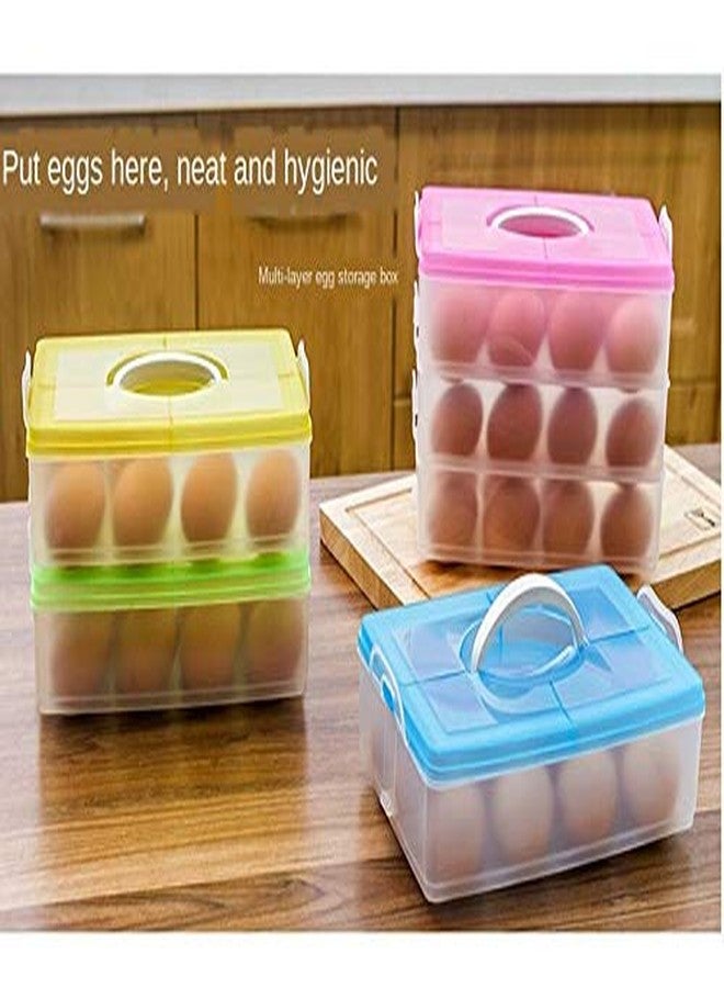 CPEX 2 Layer 24 Grid Plastic Refrigerator Eggs Storage Box Airtight Basket Large Capacity Egg Box, Egg Carrier Container, Egg Storage Case for Fridge - Multicolor (24 Grid) - Image 2